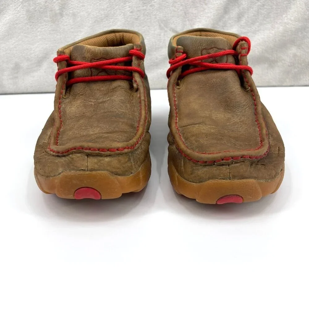 Twisted X Bomber Red Driving Moccasins Leather 2 Eye Chukka Shoes